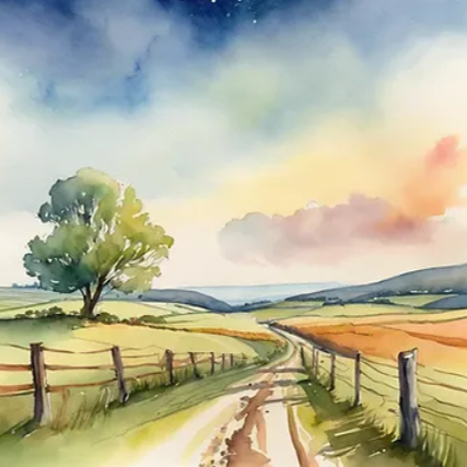 Landscapes: Perspective watercolour painting — Holiday Camp at Kensal Rise